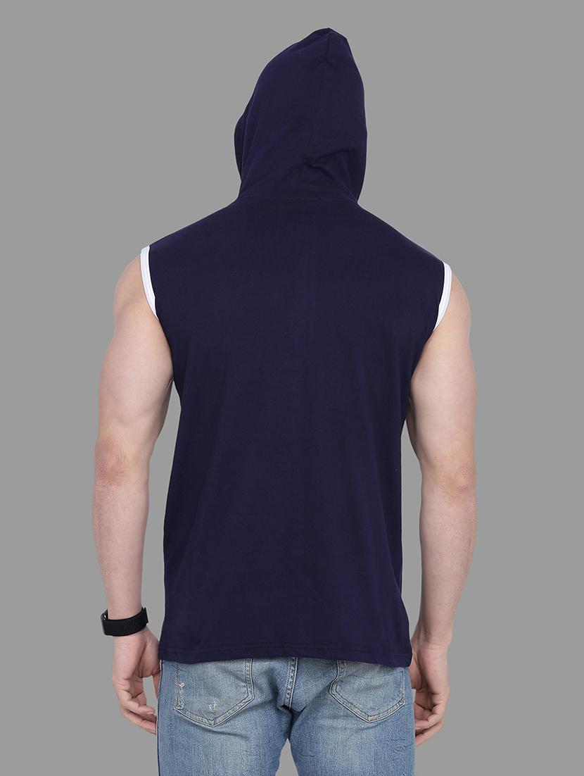 navy blue taped hooded t-shirt - 16873152 - Standard Image - 2