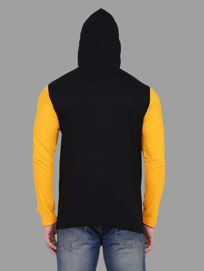 black color block hooded t-shirt - 16873160 -  Standard Image - 2