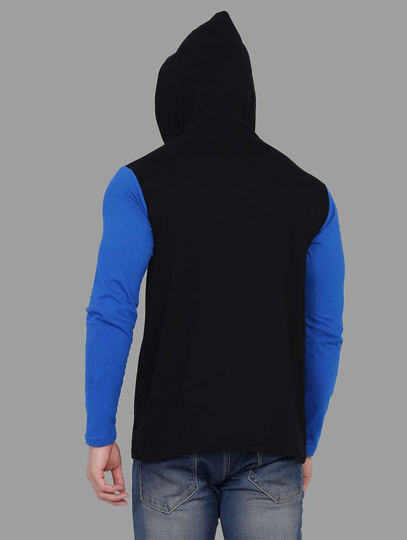black color block hooded t-shirt - 16873162 - Standard Image - 2