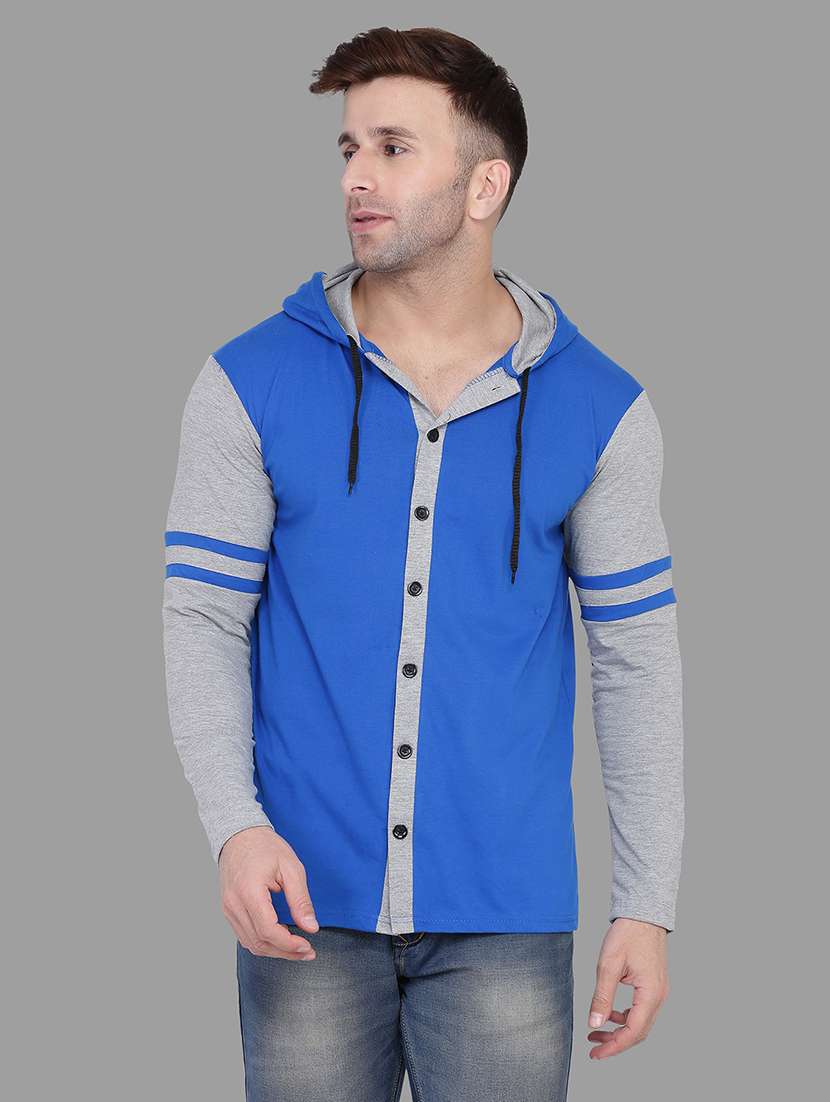 blue color block taped  t-shirt - 16873188 -  Zoom Image - 0
