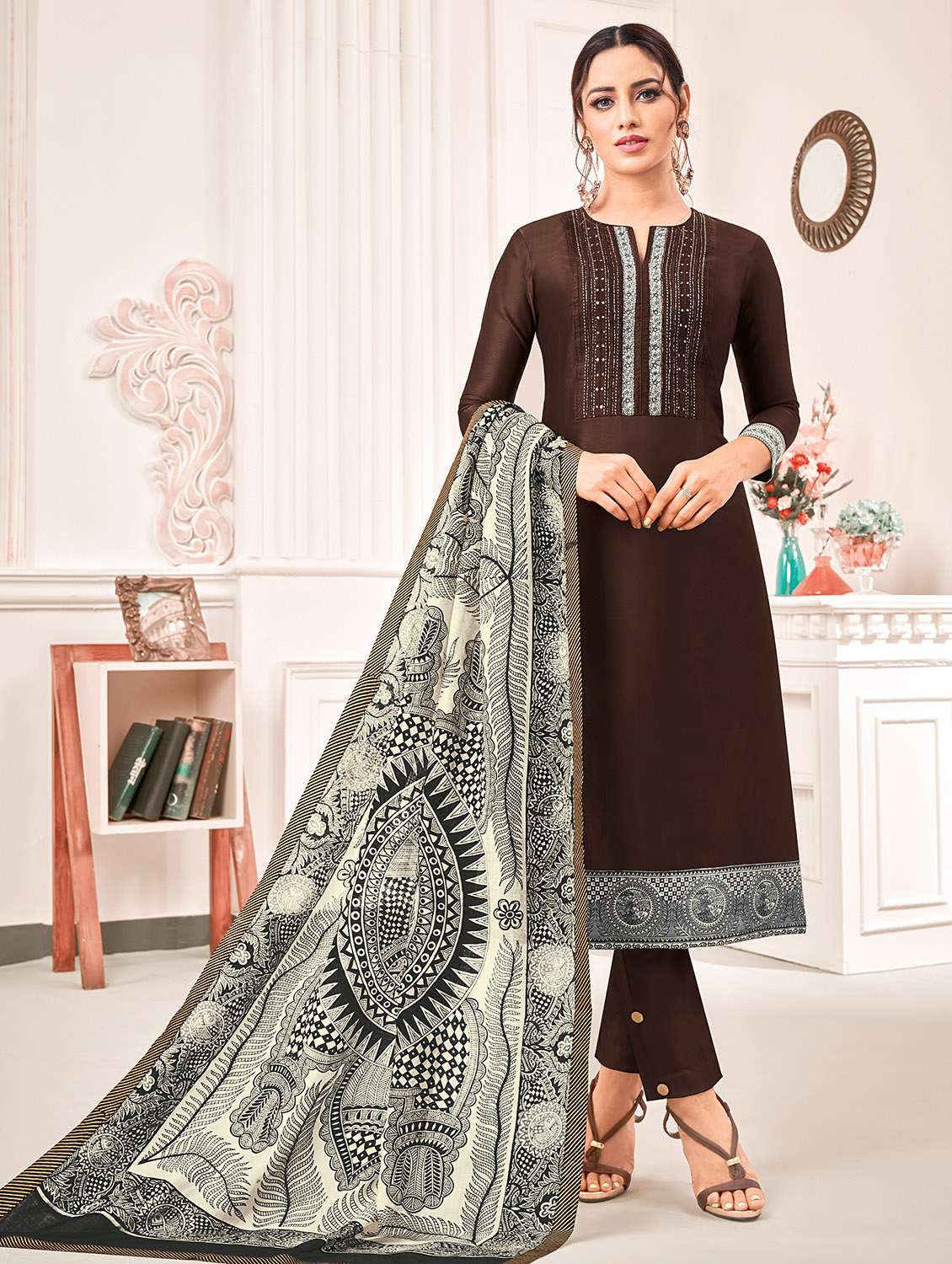 solid straight pant unstitched suit