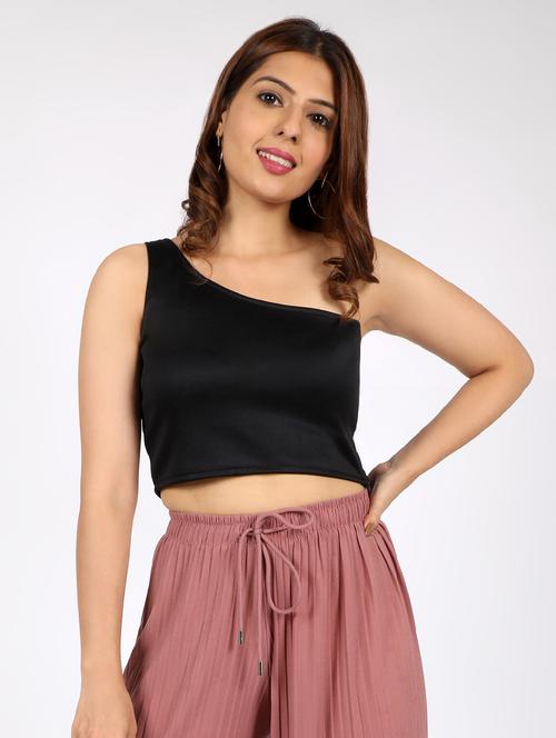 women's crop single shoulder top - 16874440 -  Standard Image - 0