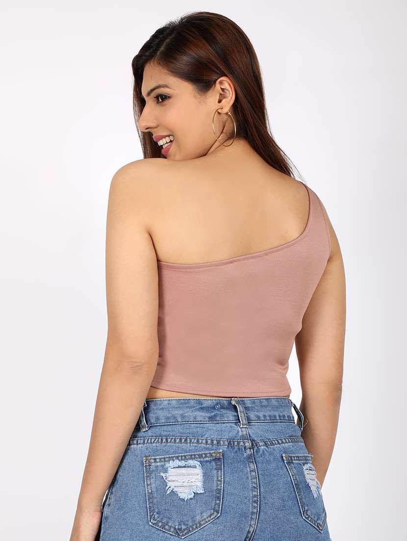 women's crop single shoulder top - 16874442 -  Standard Image - 2