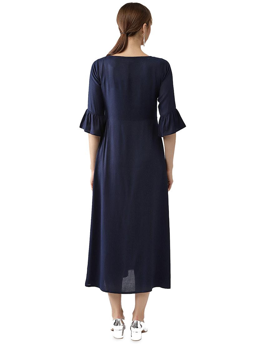 solid a-line ethnic dress - 16876263 - Standard Image - 2