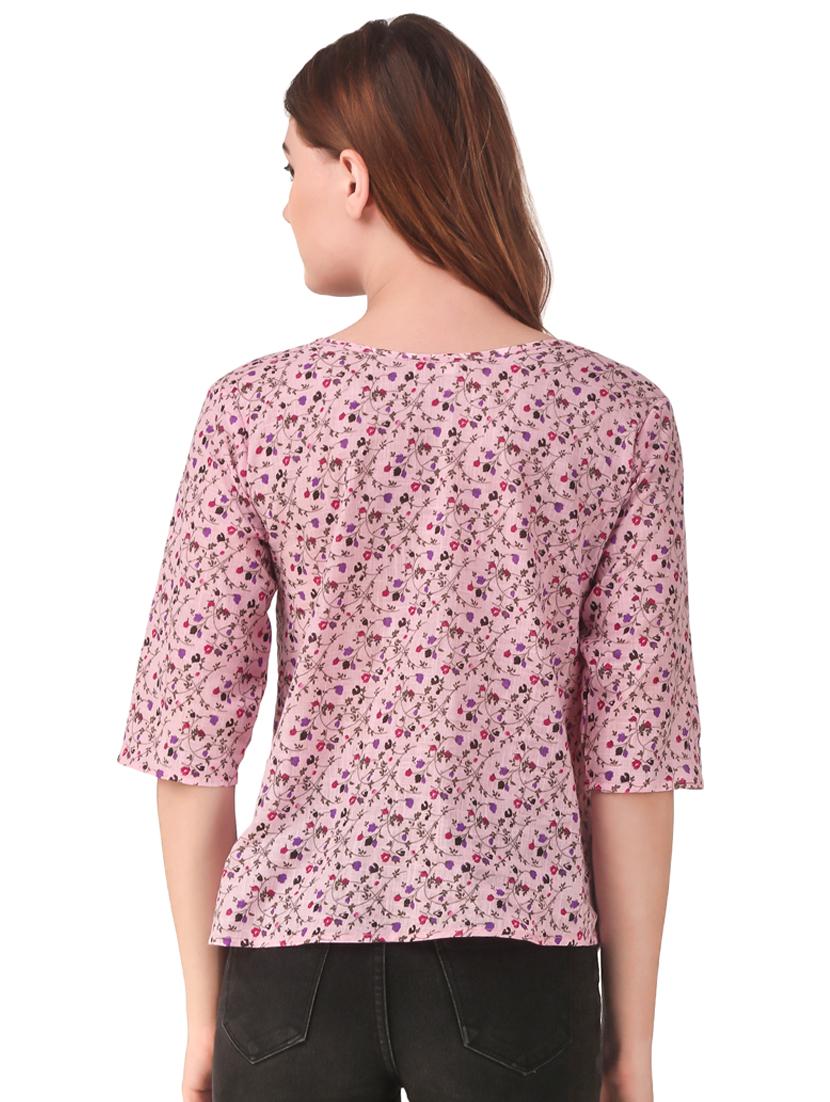 round neck floral top - 16876615 - Standard Image - 2