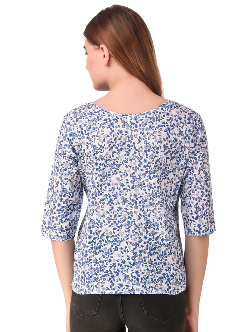 round neck floral top - 16876618 - Standard Image - 2