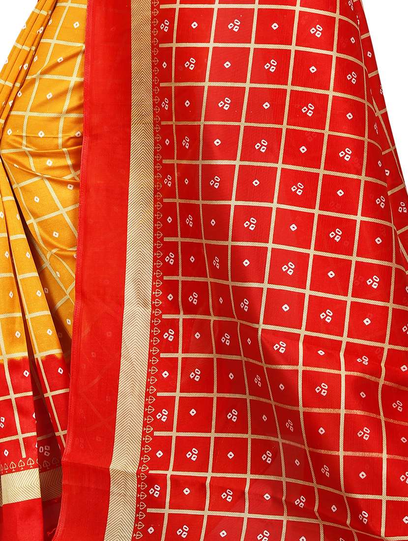 women's bandhani yellow colored saree with blouse - 16878293 - Standard Image - 2