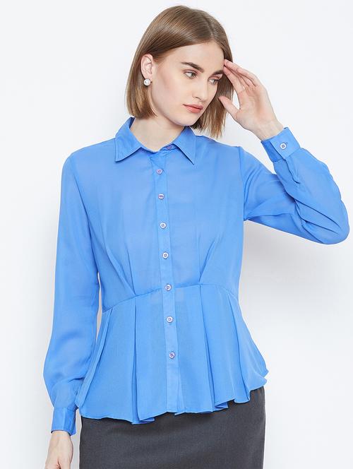 long sleeved peplum  shirt - 16878446 -  Standard Image - 0