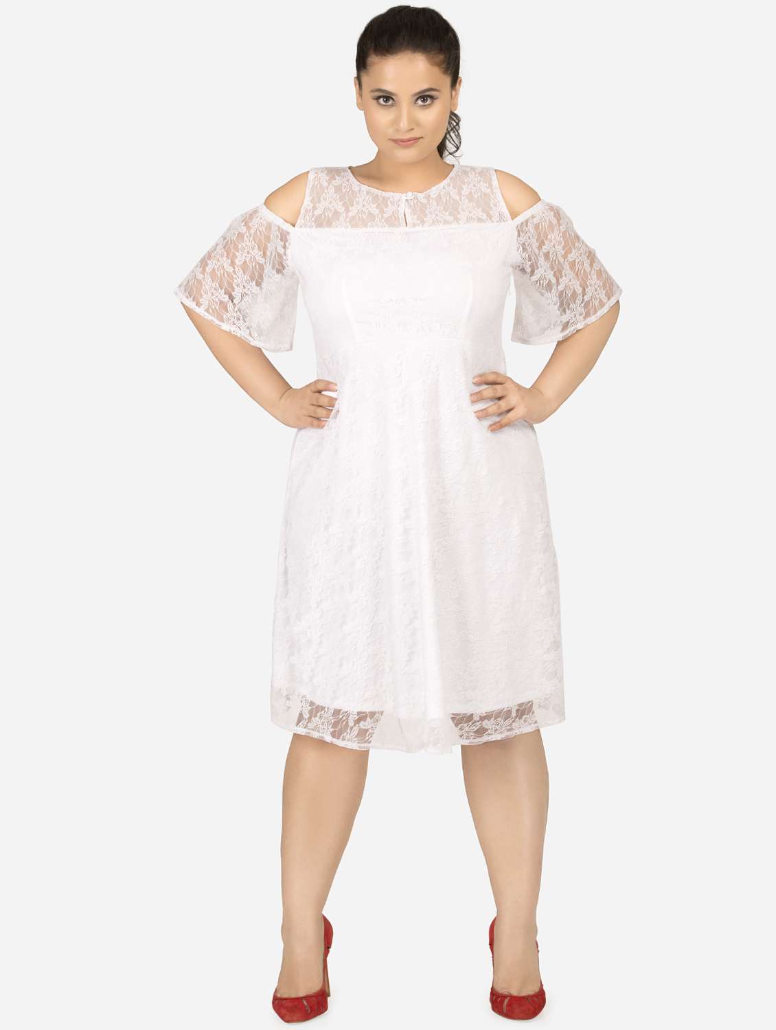 cold shoulder laced plus dress 