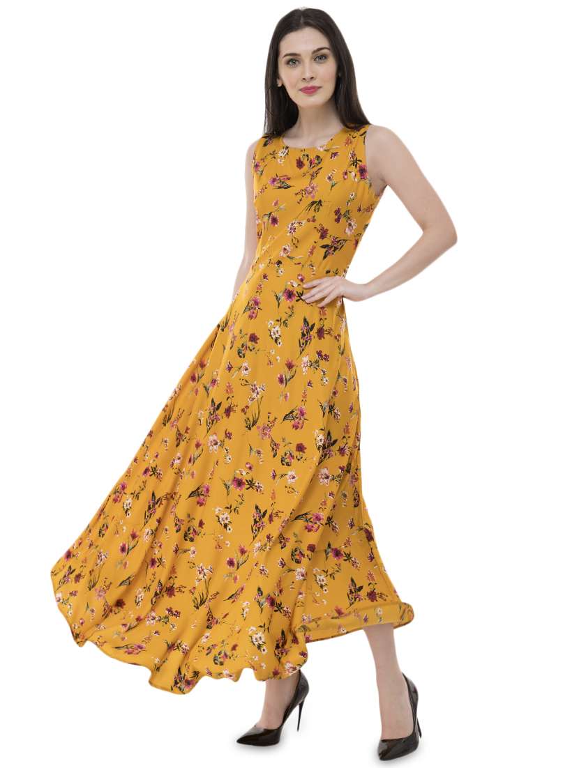 round neck floral maxi dress 