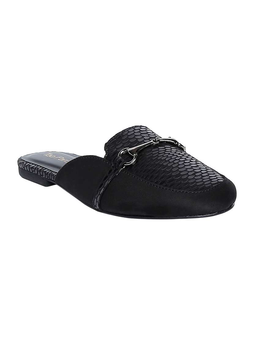 black  slip on mules