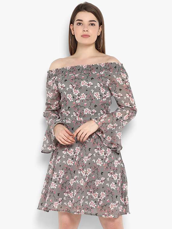 women printed off shoulder dress