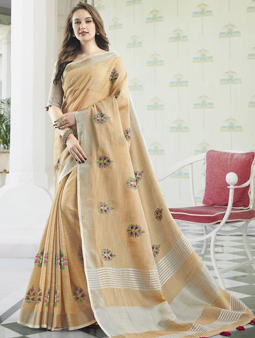 self design embroidered saree with blouse - 16881184 - Standard Image - 0