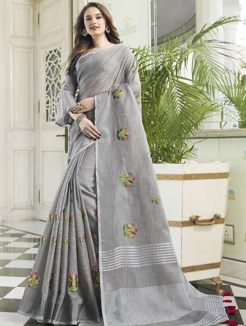 women embroidered casual wear saree with blouse - 16881189 -  Standard Image - 0