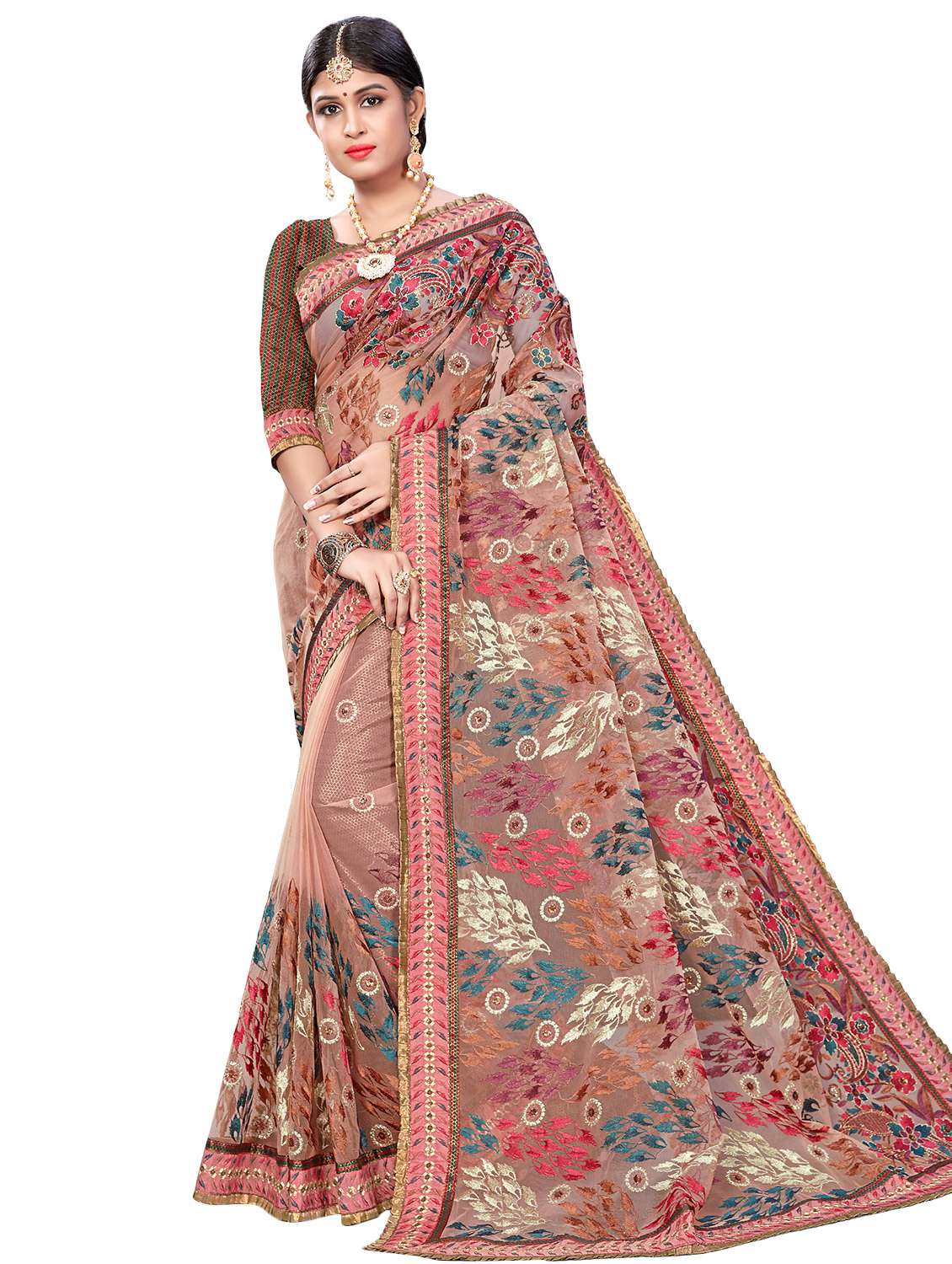 self design embroidered saree