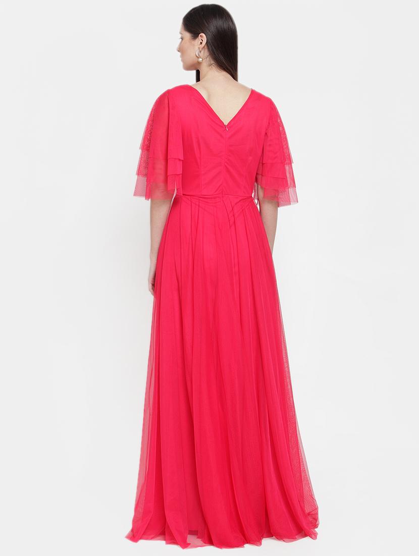 lace detail bell sleeves gown - 16882495 - Standard Image - 2