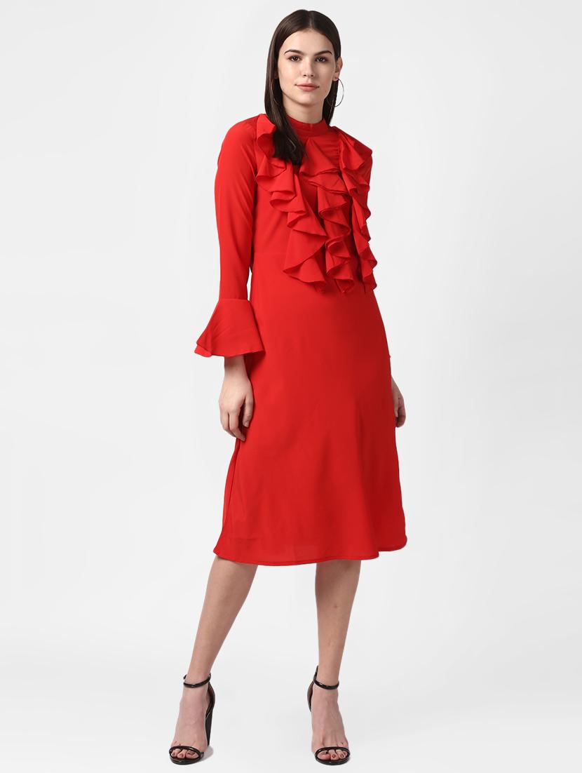 women's ruffle solid dress - 16882538 -  Zoom Image - 0