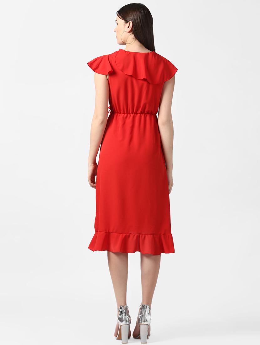 women's ruffle solid dress - 16882543 - Standard Image - 2