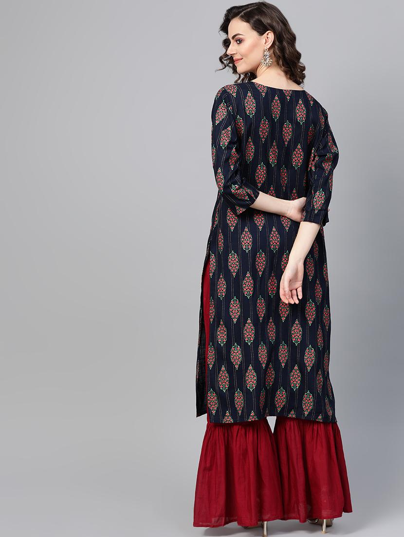 printed straight kurta - 16883356 - Standard Image - 2