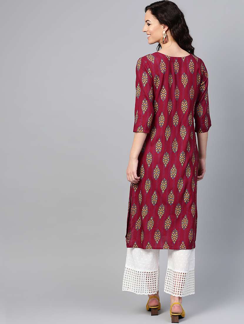 printed straight kurta - 16883357 -  Standard Image - 2