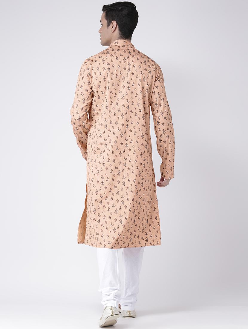 orange linen long kurta - 16886631 - Standard Image - 2