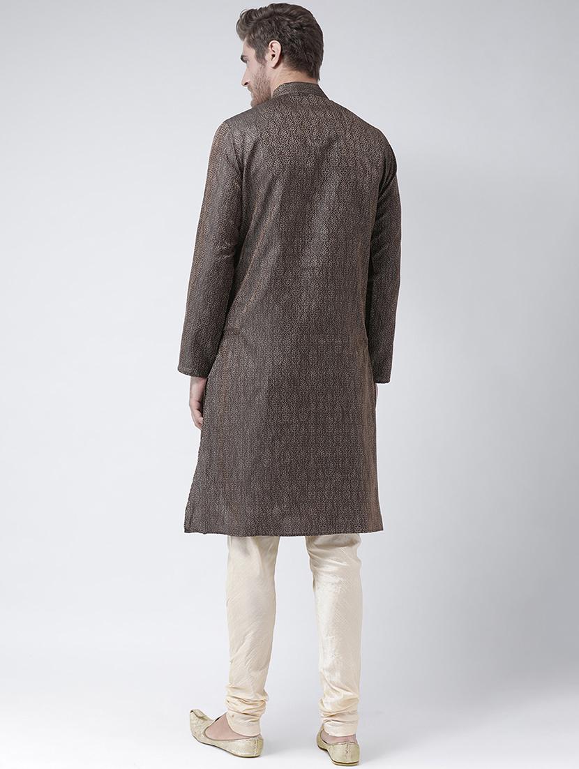 black silk blend kurta - 16886649 - Standard Image - 2