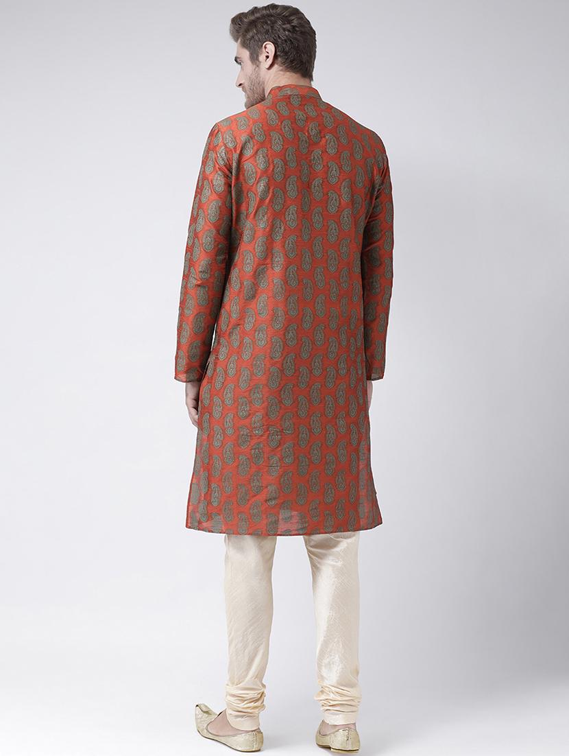 orange dupion long kurta - 16886661 - Standard Image - 2