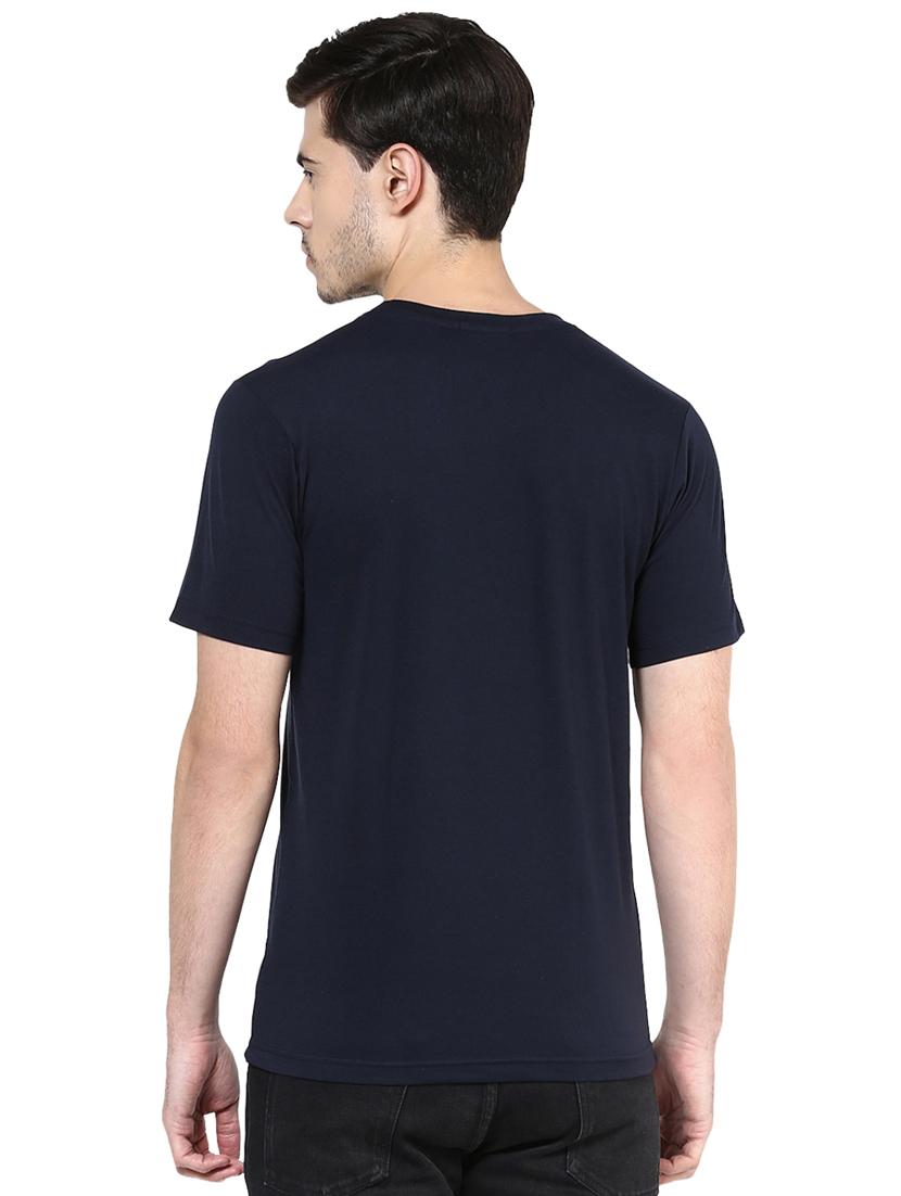 navy blue chest print t-shirt - 16887313 - Standard Image - 2