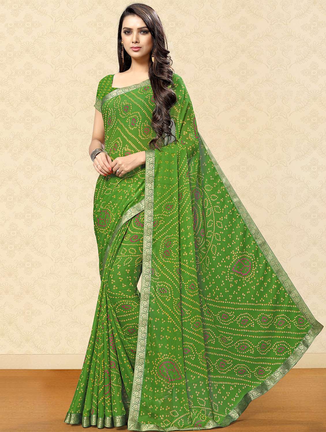 bandhani woven saree with blouse