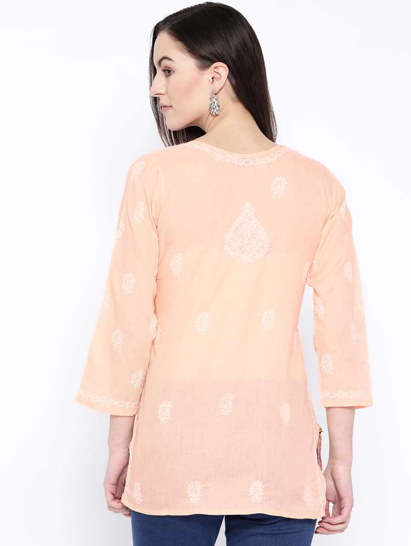 chikankari straight short kurti - 16889787 - Standard Image - 2