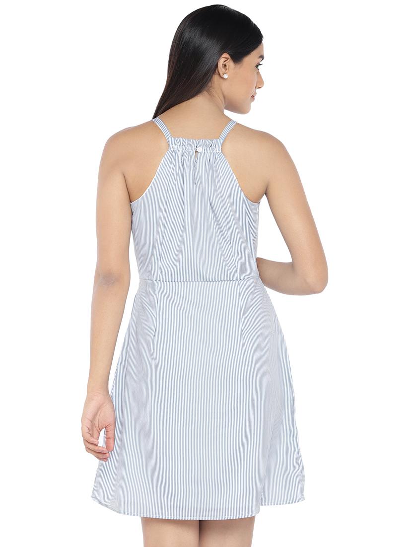 halter neck striped a-line dress - 16889875 - Standard Image - 2