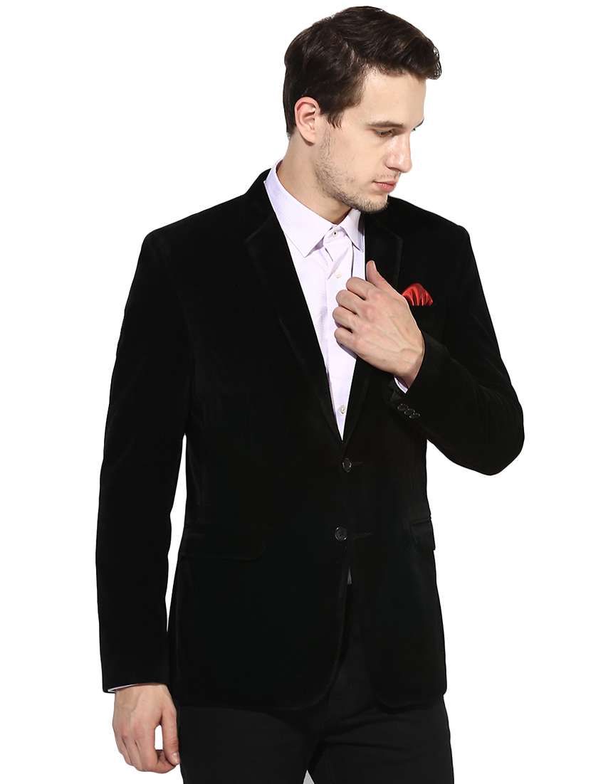 black velvet single breasted casual blazer