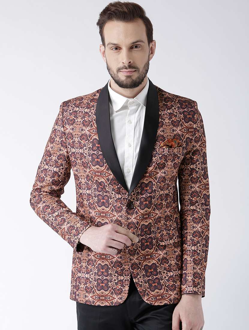 multi color printed single breasted casual blazer