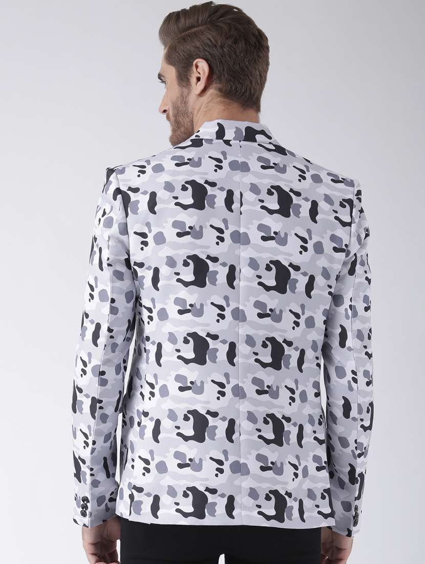 light blue camouflage printed casual blazer - 16891116 - Standard Image - 2