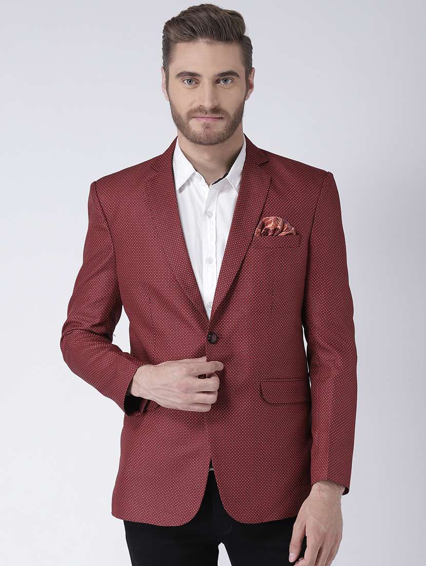 red printed single breasted casual blazer