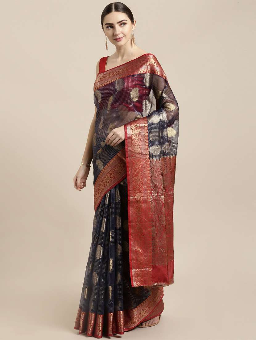 self design banarasi saree with blouse