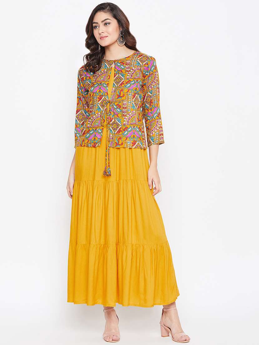 printed layered ethnic dress