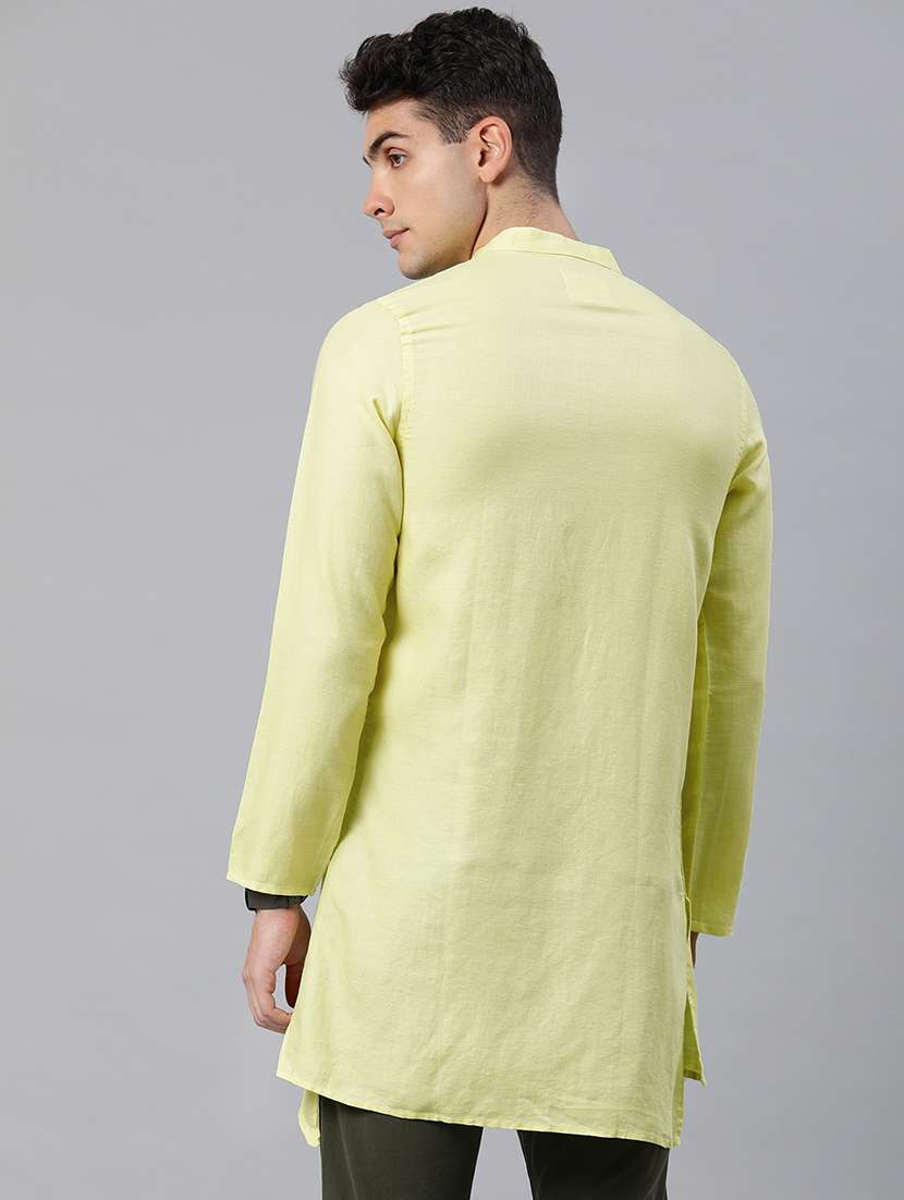 yellow solid asymmetric kurta - 16894494 - Standard Image - 2