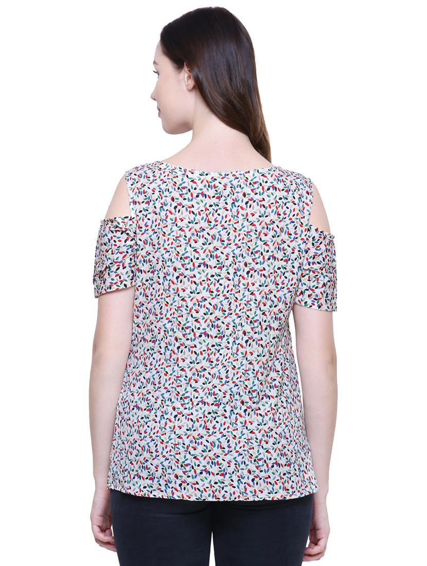 cold shoulder printed top - 16894935 - Standard Image - 2