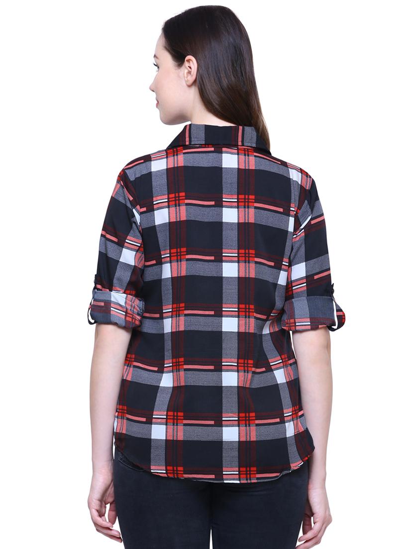 turn up sleeved checkered shirt - 16895071 - Standard Image - 2