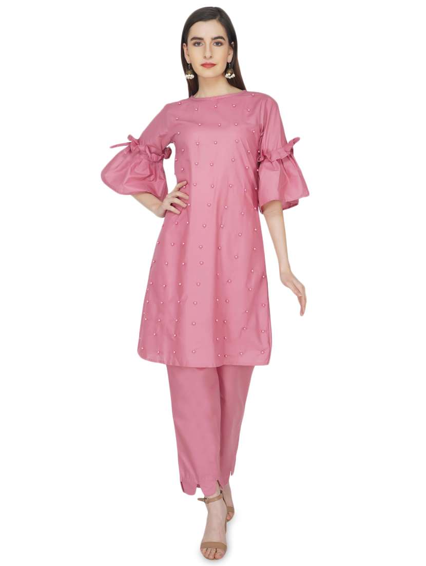 solid kurta pant set