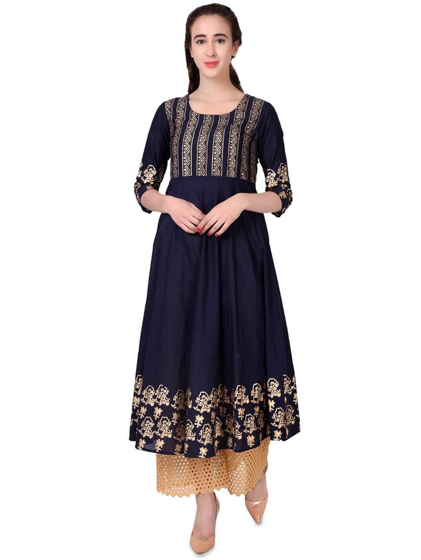 foil print flared kurta