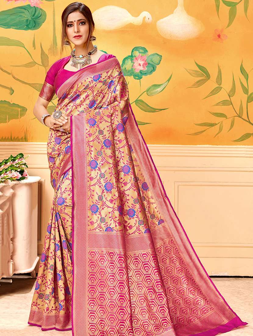 floral printed saree with blouse