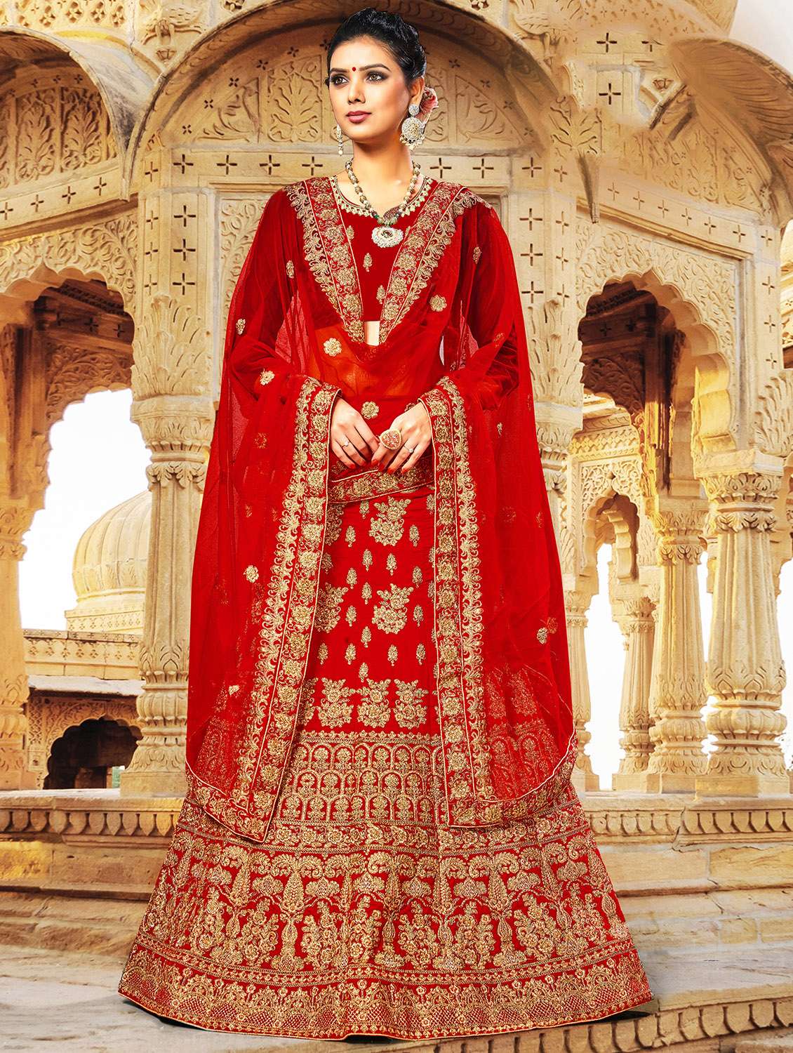 embroidered a-line lehenga