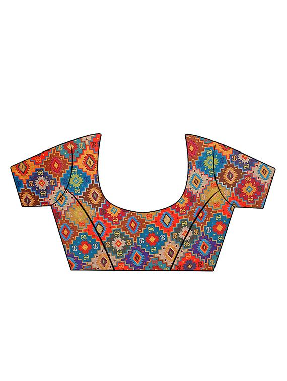 half & half solid saree with blouse - 16900002 - Standard Image - 2