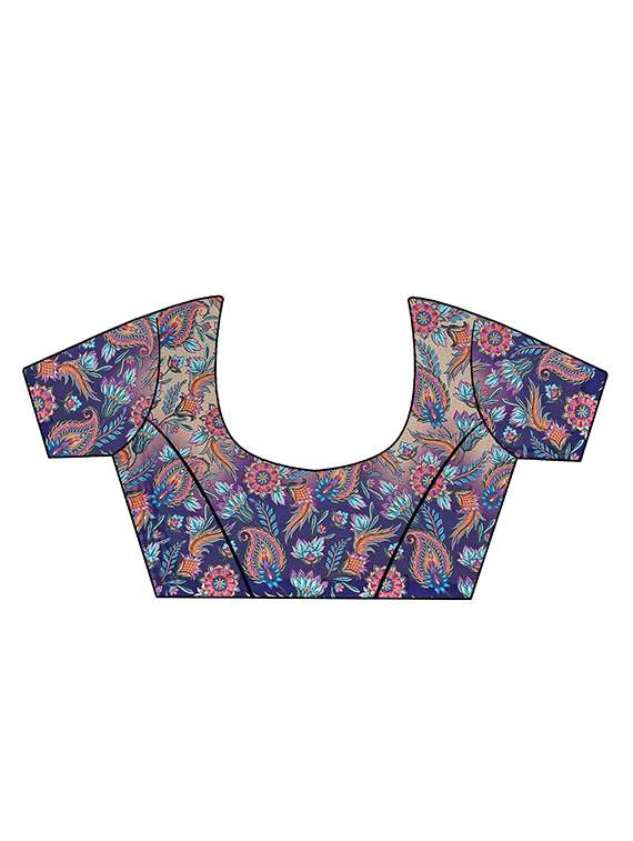 half & half solid saree with blouse - 16900003 - Standard Image - 2
