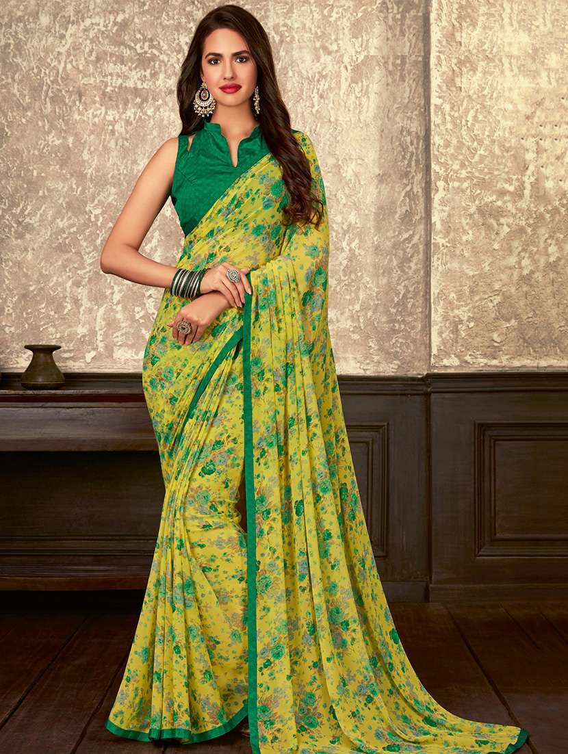 floral printed saree with blouse