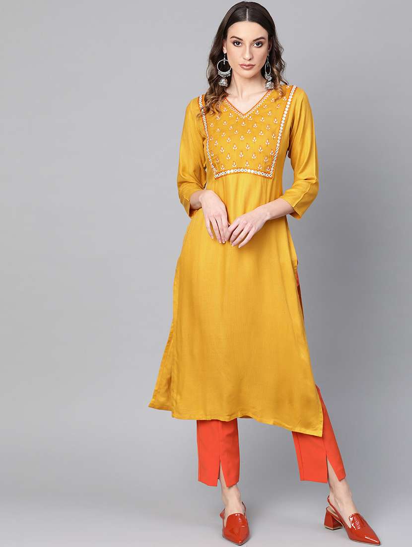 yoke embroidered a-line kurta
