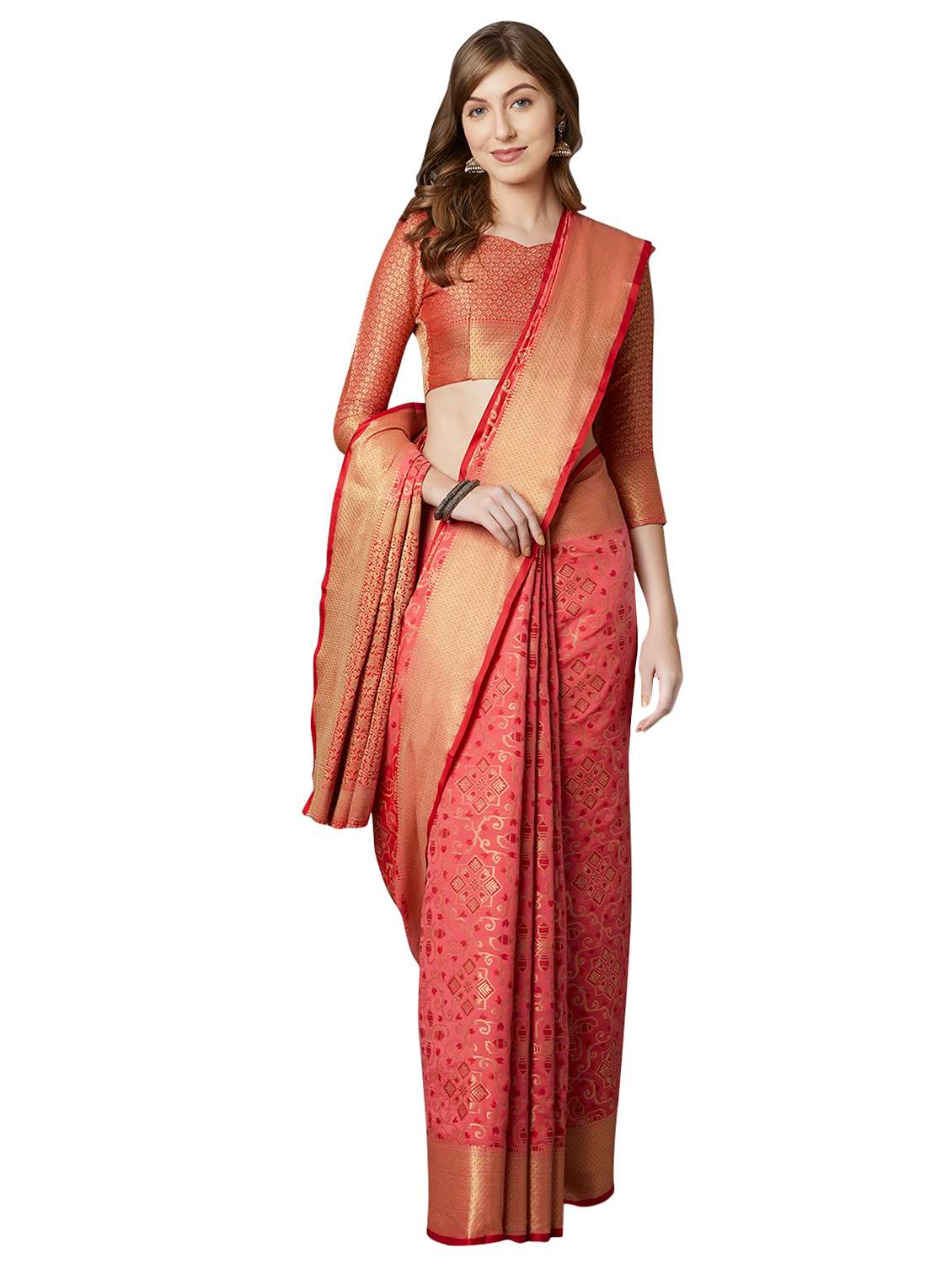 self design kanjivaram saree with blouse