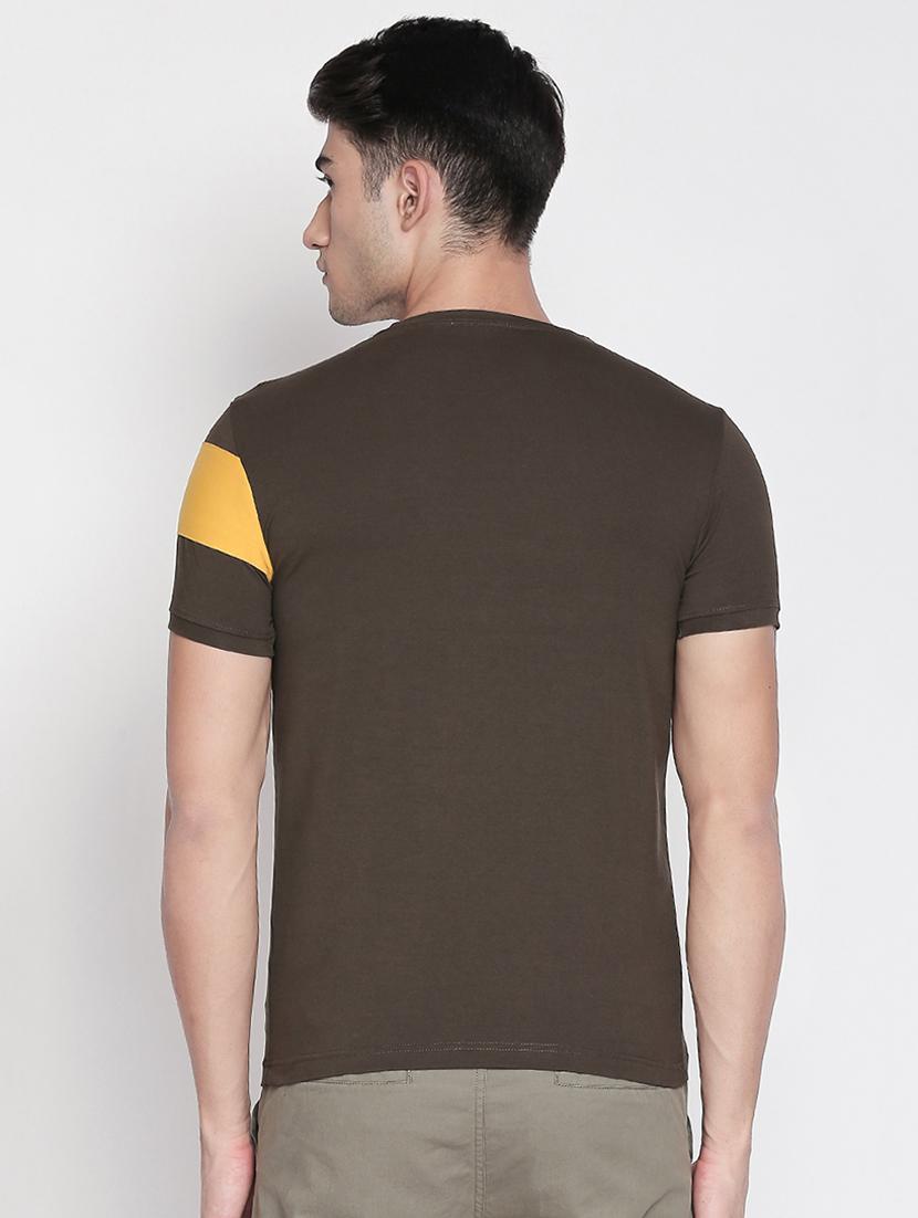 olive green chest print t-shirt - 16907855 - Standard Image - 2